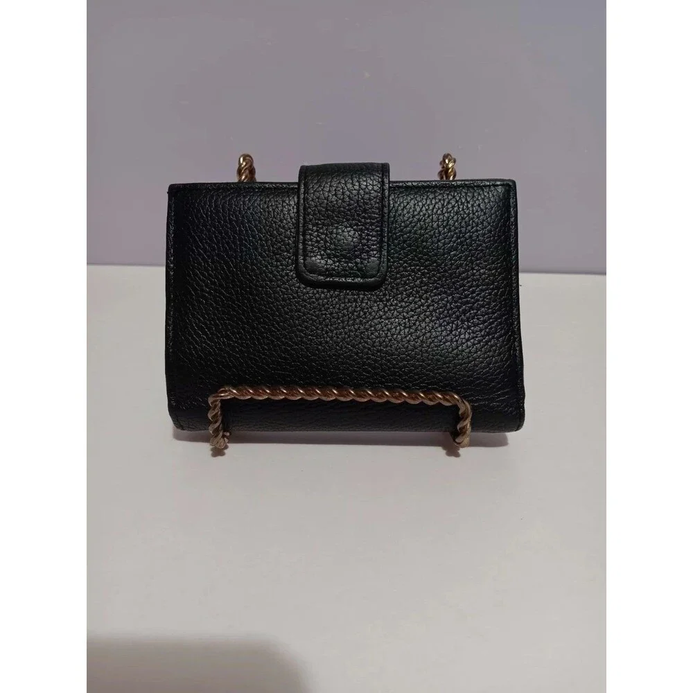 Wallet Bi-fold Black Genuine Leather Tab Snap Closure 5